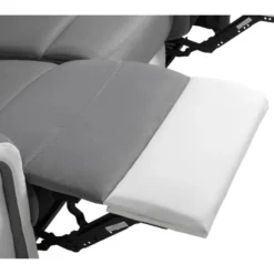 Canapé De Relaxation 3 Places En Microfibre Et Simili LÉON - Blanc Et Gris -Promos Chesteris Boutique canape 14649509