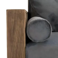 ANDRIAN - Canapé 3 Places Bois Pin Recyclé Marron Tissu Gris -Promos Chesteris Boutique canape 14649829