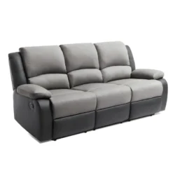 Canapé Relaxation 3 Places Microfibre Et Simili DETENTE - Gris Et Noir -Promos Chesteris Boutique canape 14650249