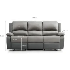 Canapé Relaxation 3 Places Microfibre Et Simili DETENTE - Gris Et Noir -Promos Chesteris Boutique canape 14650251