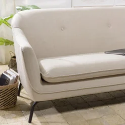 NOE - Canapé Beige 2 Places Pieds En Métal Noir -Promos Chesteris Boutique canape 14668759