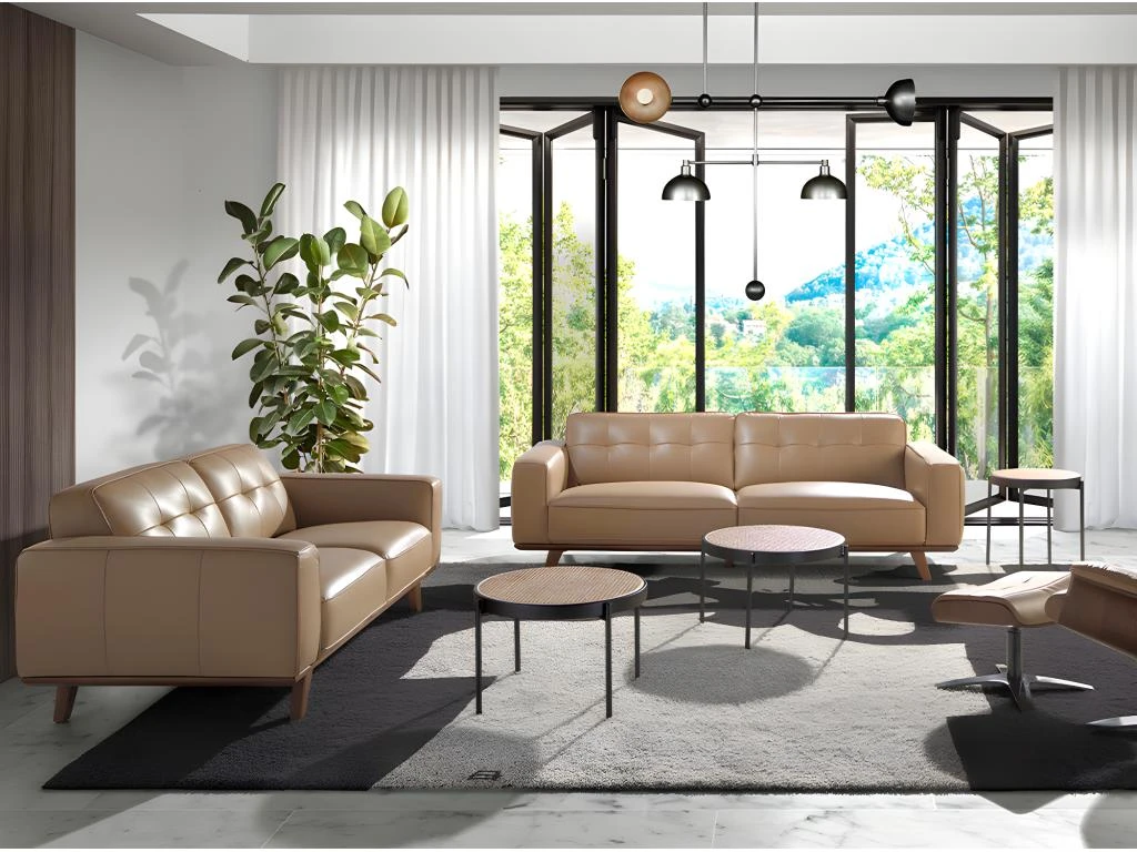 Canapé 3 Places En Cuir Couleur Sable 6120 ANGEL CERDA 4 Canapé 3 Places En Cuir Couleur Sable 6120 ANGEL CERDA – Image 4