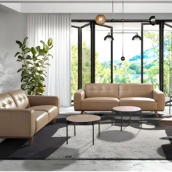 Canapé 2 Places En Cuir Couleur Sable 6119 ANGEL CERDA -Promos Chesteris Boutique canape 14719857