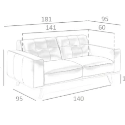 Canapé 2 Places En Cuir Couleur Sable 6119 ANGEL CERDA -Promos Chesteris Boutique canape 14719859