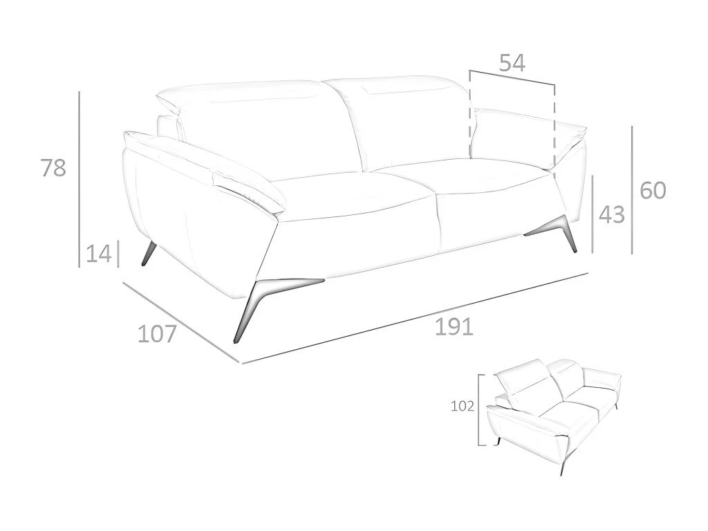 Canapé 2 Places En Cuir Gris Taupe 6131 ANGEL CERDA 5 Canapé 2 Places En Cuir Gris Taupe 6131 ANGEL CERDA – Image 5