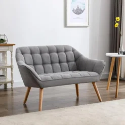 Canapé 2 Places En Tissu Gris CASERTA