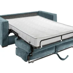 Canapé 3 Places Convertible Express En Velours Côtelé Bleu Clair - Couchage 140 Cm - Matelas 14 Cm LORETO -Promos Chesteris Boutique canape 14802869