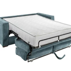Canapé 3 Places Convertible Express En Velours Côtelé Bleu Clair - Couchage 140 Cm - Matelas 22 Cm LORETO -Promos Chesteris Boutique canape 14802929