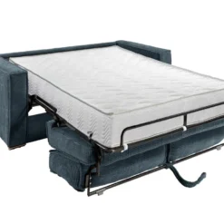 Canapé 3 Places Convertible Express En Velours Côtelé Bleu - Couchage 140 Cm - Matelas 22 Cm LORETO -Promos Chesteris Boutique canape 14803785