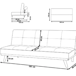 Canapé Convertible 3 Places En Tissu Noir FROYA -Promos Chesteris Boutique canape 14825533