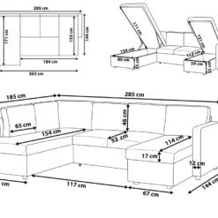 Canapé Panoramique Convertible 5 Places En Tissu Gris Clair KARRABO 12 Canapé Panoramique Convertible 5 Places En Tissu Gris Clair KARRABO -Promos Chesteris Boutique canape 14828055