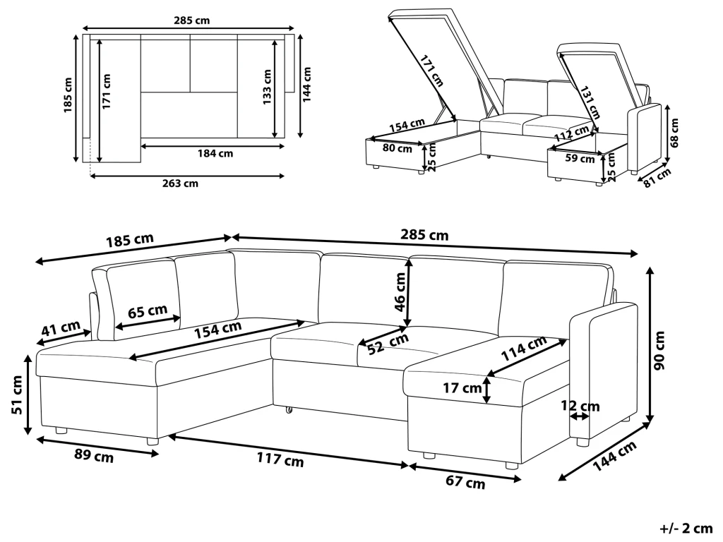 Canapé Panoramique Convertible 5 Places En Tissu Gris Clair KARRABO 3 Canapé Panoramique Convertible 5 Places En Tissu Gris Clair KARRABO – Image 3