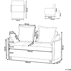 Canapé Convertible 2 Places En Tissu Gris HOVIN -Promos Chesteris Boutique canape 14829187