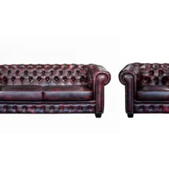 Canapé Chesterfield 4 Places BRENTON 100% Cuir De Buffle Premium - Vert De Gris -Promos Chesteris Boutique canape 148704 11