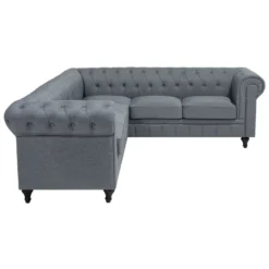 Canapé Angle à Gauche 6 Places En Tissu Gris Clair CHESTERFIELD -Promos Chesteris Boutique canape 14892593