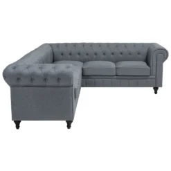 Canapé Angle à Gauche 6 Places En Tissu Gris Clair CHESTERFIELD -Promos Chesteris Boutique canape 14892597