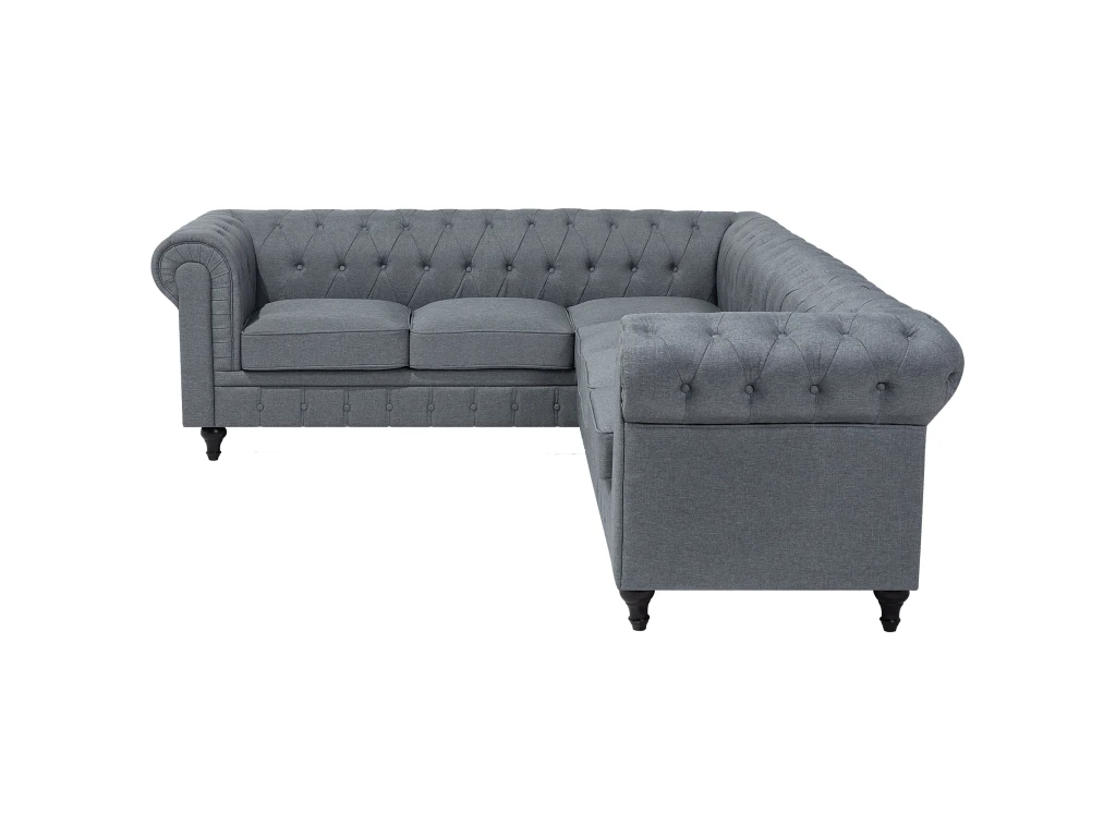 Canapé Angle à Droite 6 Places En Tissu Gris Clair CHESTERFIELD 6 Canapé Angle à Droite 6 Places En Tissu Gris Clair CHESTERFIELD – Image 6