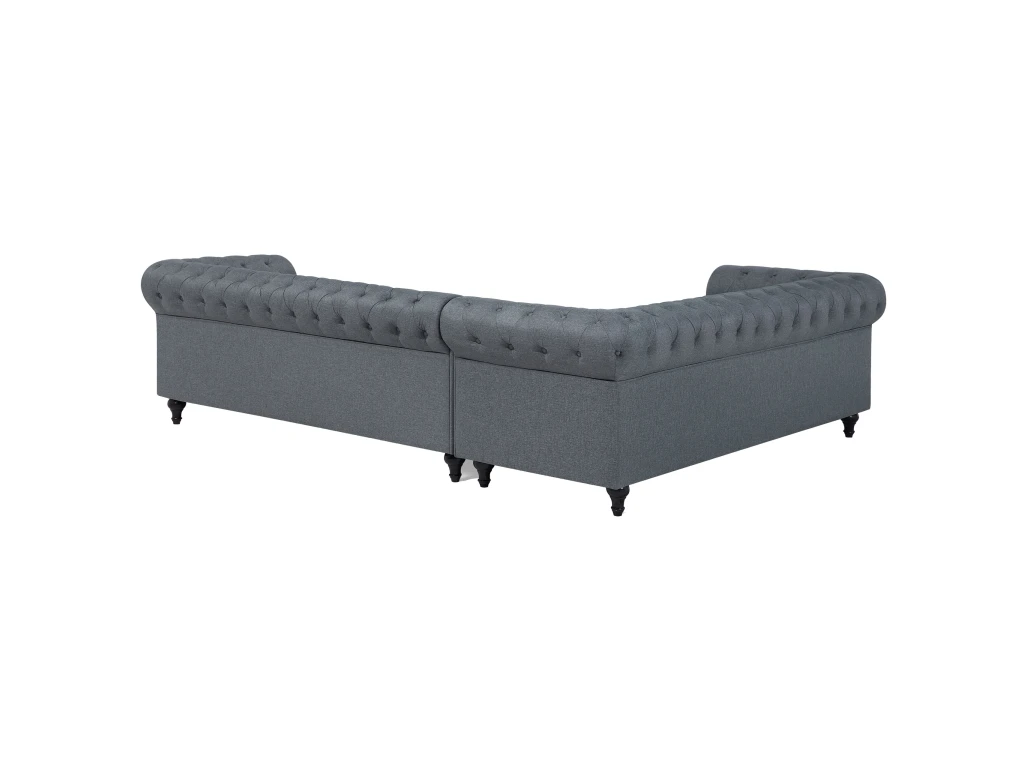 Canapé Angle à Droite 6 Places En Tissu Gris Clair CHESTERFIELD 7 Canapé Angle à Droite 6 Places En Tissu Gris Clair CHESTERFIELD – Image 7