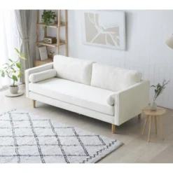 STAN - Canapé 3 Places Design En Velours Beige -Promos Chesteris Boutique canape 15001459