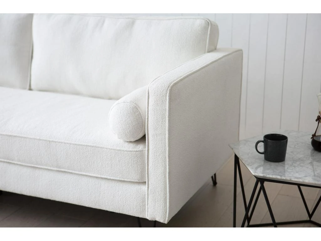 CLOUD - Canapé 3 Places Blanc Bouclette Avec Pieds En Métal 6 CLOUD - Canapé 3 Places Blanc Bouclette Avec Pieds En Métal – Image 6