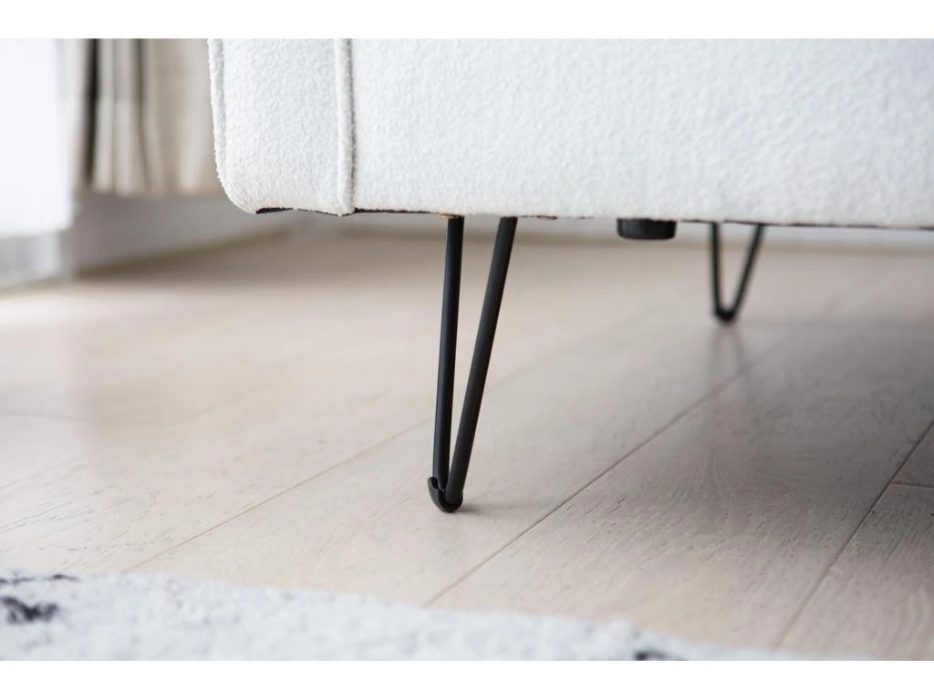 CLOUD - Canapé 3 Places Blanc Bouclette Avec Pieds En Métal 7 CLOUD - Canapé 3 Places Blanc Bouclette Avec Pieds En Métal – Image 7