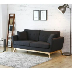 Hoga : Canapé Scandinave 3 Places Gris Anthracite + 2 Coussins -Promos Chesteris Boutique canape 15007835