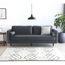 Nalha Gris Foncé Velours 3p 15 Nalha Gris Foncé Velours 3p -Promos Chesteris Boutique canape 15007911