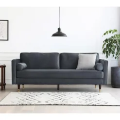 Nalha Gris Foncé Velours 3p 19 Nalha Gris Foncé Velours 3p -Promos Chesteris Boutique canape 15007919