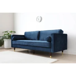 Nalha - Canapé 3 Places Bleu En Velours -Promos Chesteris Boutique canape 15007983