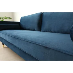 Nalha - Canapé 3 Places Bleu En Velours -Promos Chesteris Boutique canape 15007989