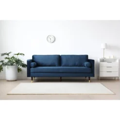 Nalha - Canapé 3 Places Bleu En Velours -Promos Chesteris Boutique canape 15007993