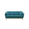 HOGA - Canapé Scandinave 3 Places Et 2 Coussins Bleu Canard