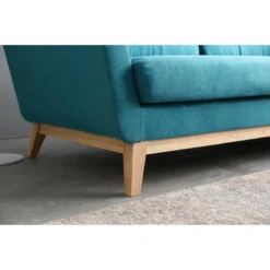 HOGA - Canapé Scandinave 3 Places Et 2 Coussins Bleu Canard -Promos Chesteris Boutique canape 15008009