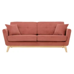 Hoga Velours Côtelé Écureuil Canapé Scandinave 3 Places + 2 Coussins