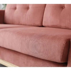 Hoga Velours Côtelé Écureuil Canapé Scandinave 3 Places + 2 Coussins -Promos Chesteris Boutique canape 15008069