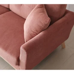 Hoga Velours Côtelé Écureuil Canapé Scandinave 3 Places + 2 Coussins -Promos Chesteris Boutique canape 15008071