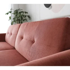 Hoga Velours Côtelé Écureuil Canapé Scandinave 3 Places + 2 Coussins -Promos Chesteris Boutique canape 15008073