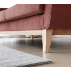 Hoga Velours Côtelé Écureuil Canapé Scandinave 3 Places + 2 Coussins -Promos Chesteris Boutique canape 15008075