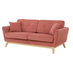 Hoga Velours Côtelé Écureuil Canapé Scandinave 3 Places + 2 Coussins -Promos Chesteris Boutique canape 15008083