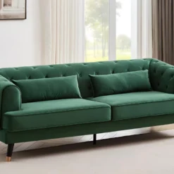 Canapé 3 Places En Velours Vert Sapin CAMBO 13 Canapé 3 Places En Velours Vert Sapin CAMBO -Promos Chesteris Boutique canape 15073189