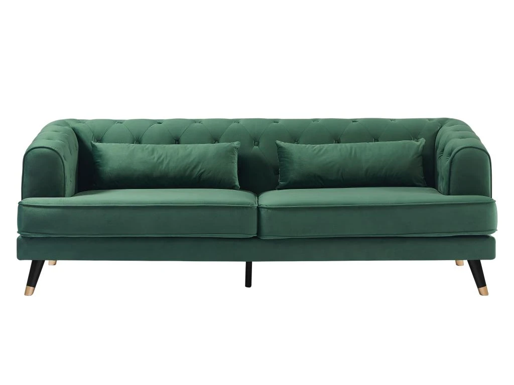 Canapé 3 Places En Velours Vert Sapin CAMBO 3 Canapé 3 Places En Velours Vert Sapin CAMBO – Image 3