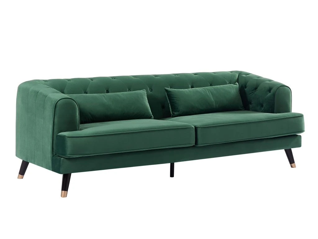Canapé 3 Places En Velours Vert Sapin CAMBO 2 Canapé 3 Places En Velours Vert Sapin CAMBO – Image 2
