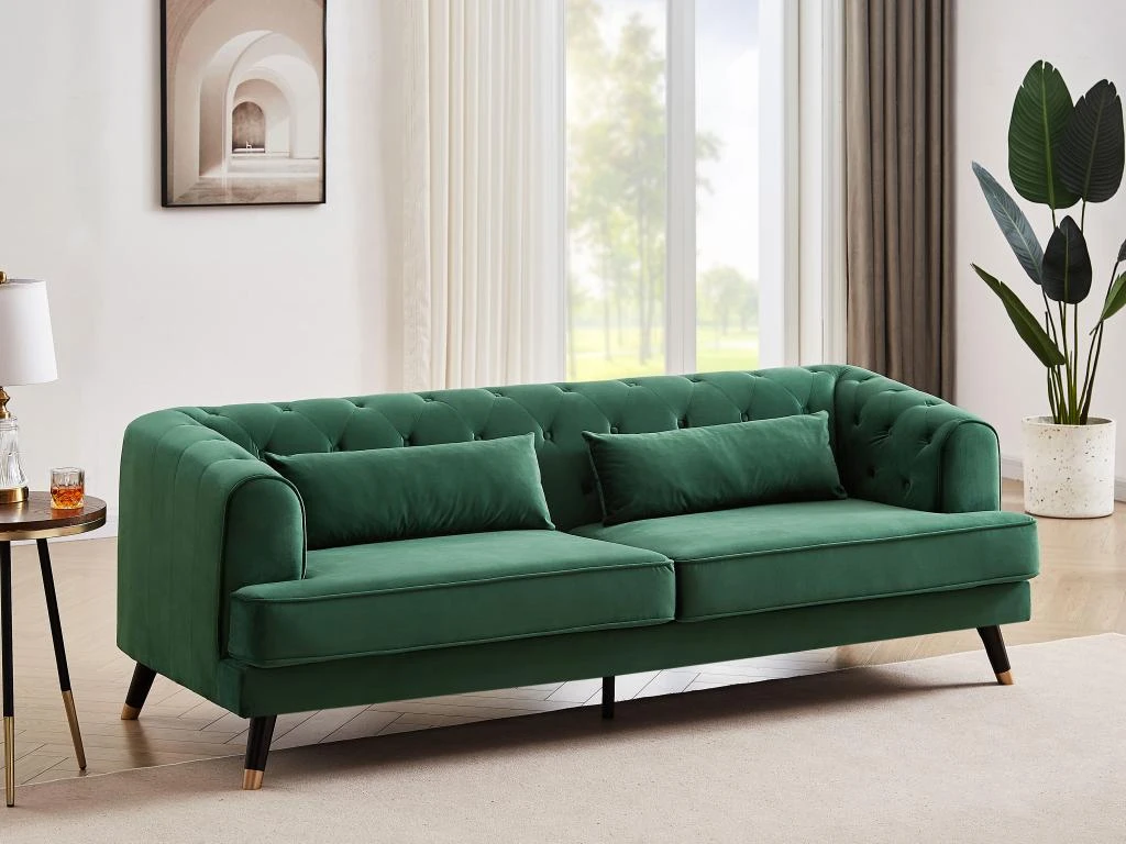 Canapé 3 Places En Velours Vert Sapin CAMBO 1 Canapé 3 Places En Velours Vert Sapin CAMBO