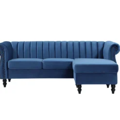 Canapé D'angle Réversible En Velours Bleu Roi TRUMBO -Promos Chesteris Boutique canape 15073403
