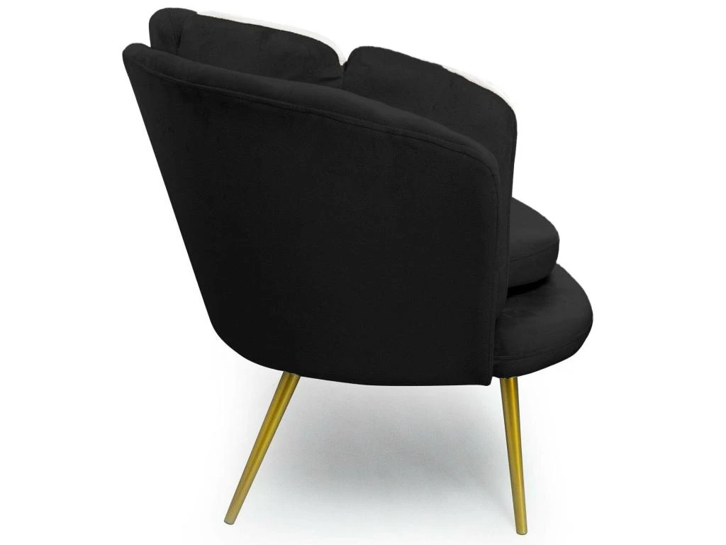 Canapé Style Coquillage 3 Places Brenda Velours Noir Pieds Or 3 Canapé Style Coquillage 3 Places Brenda Velours Noir Pieds Or – Image 3