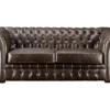 Canapé 2 Places Chesterfield CLOTAIRE 100% Cuir Vieilli