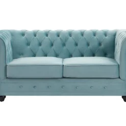 Canapé 2 Places En Velours Bleu Pastel CHESTERFIELD -Promos Chesteris Boutique canape 15689431