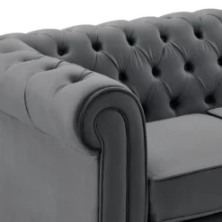 Canapé 2 Places En Velours Anthracite CHESTERFIELD -Promos Chesteris Boutique canape 15690023