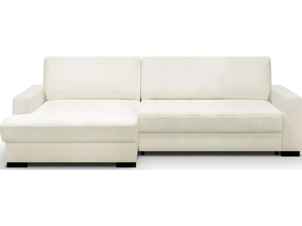 Canapé D'angle à Gauche Convertible 3 Places Avec Coffre En Tissu Bouclé écru - Arty 1 Canapé D'angle à Gauche Convertible 3 Places Avec Coffre En Tissu Bouclé écru - Arty