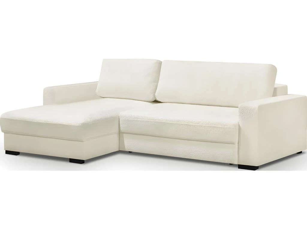 Canapé D'angle à Gauche Convertible 3 Places Avec Coffre En Tissu Bouclé écru - Arty 2 Canapé D'angle à Gauche Convertible 3 Places Avec Coffre En Tissu Bouclé écru - Arty – Image 2